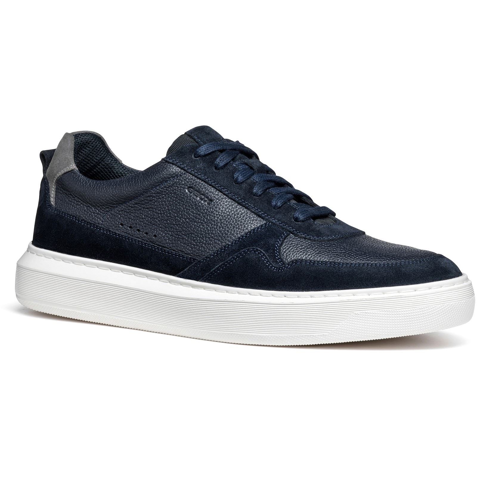 Geox U DEIVEN Chaussures De Sport Homme En Cuir/daim Bleu Marine