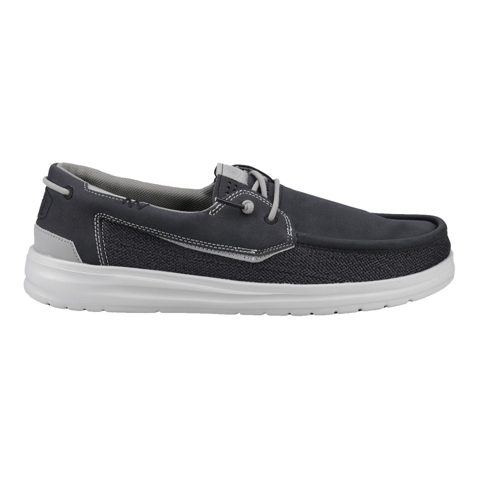 HEYDUDE Welsh Grip Classic Mesh Chaussures Bateau Pour Homme En Mélange De Coton Noir/Gris Tempête