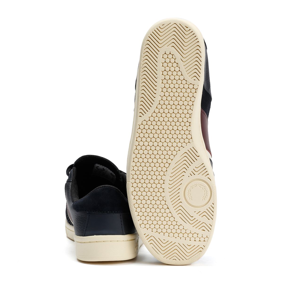 Fred Perry B725 Baskets En Cuir Pour Hommes Bleues