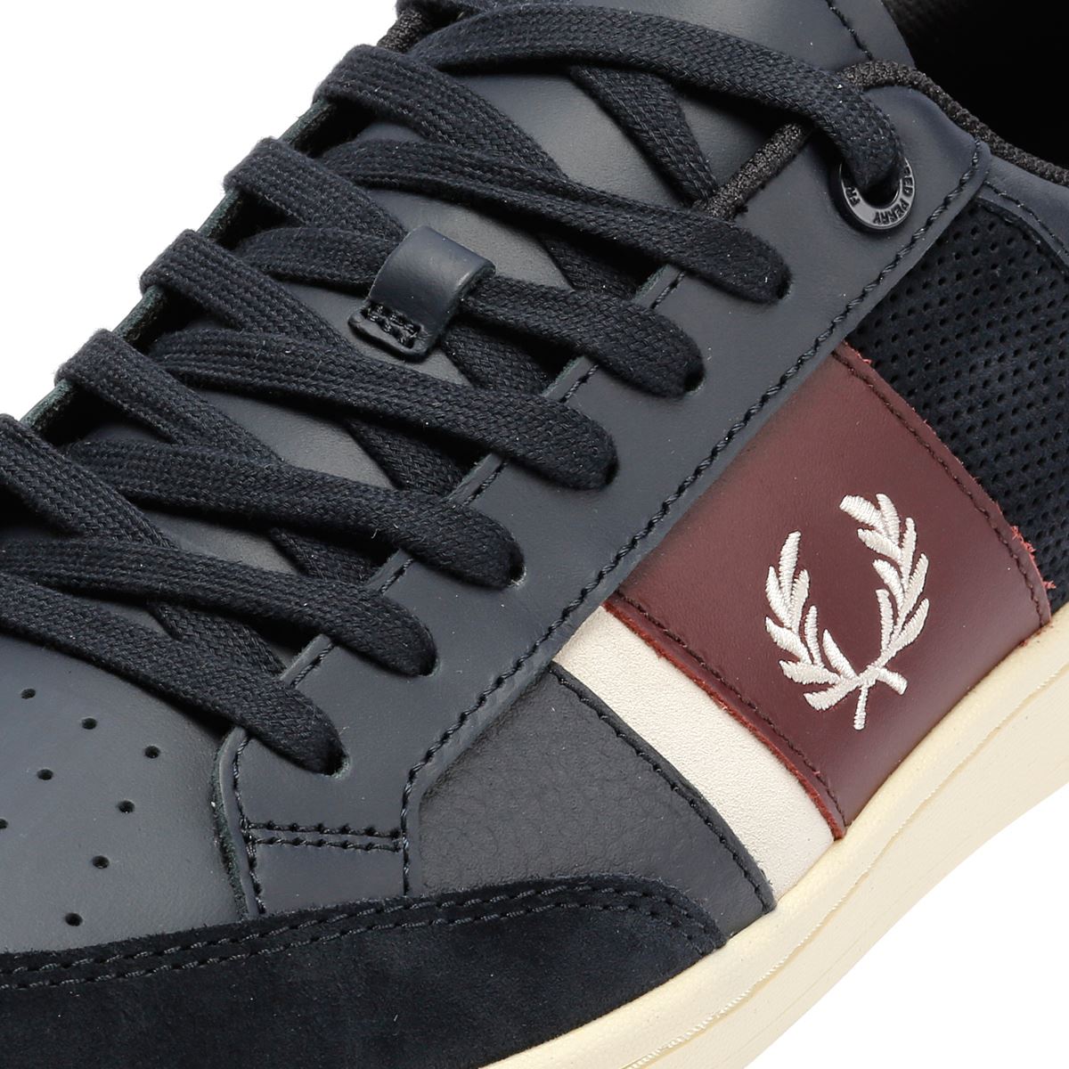 Fred Perry B725 Baskets En Cuir Pour Hommes Bleues