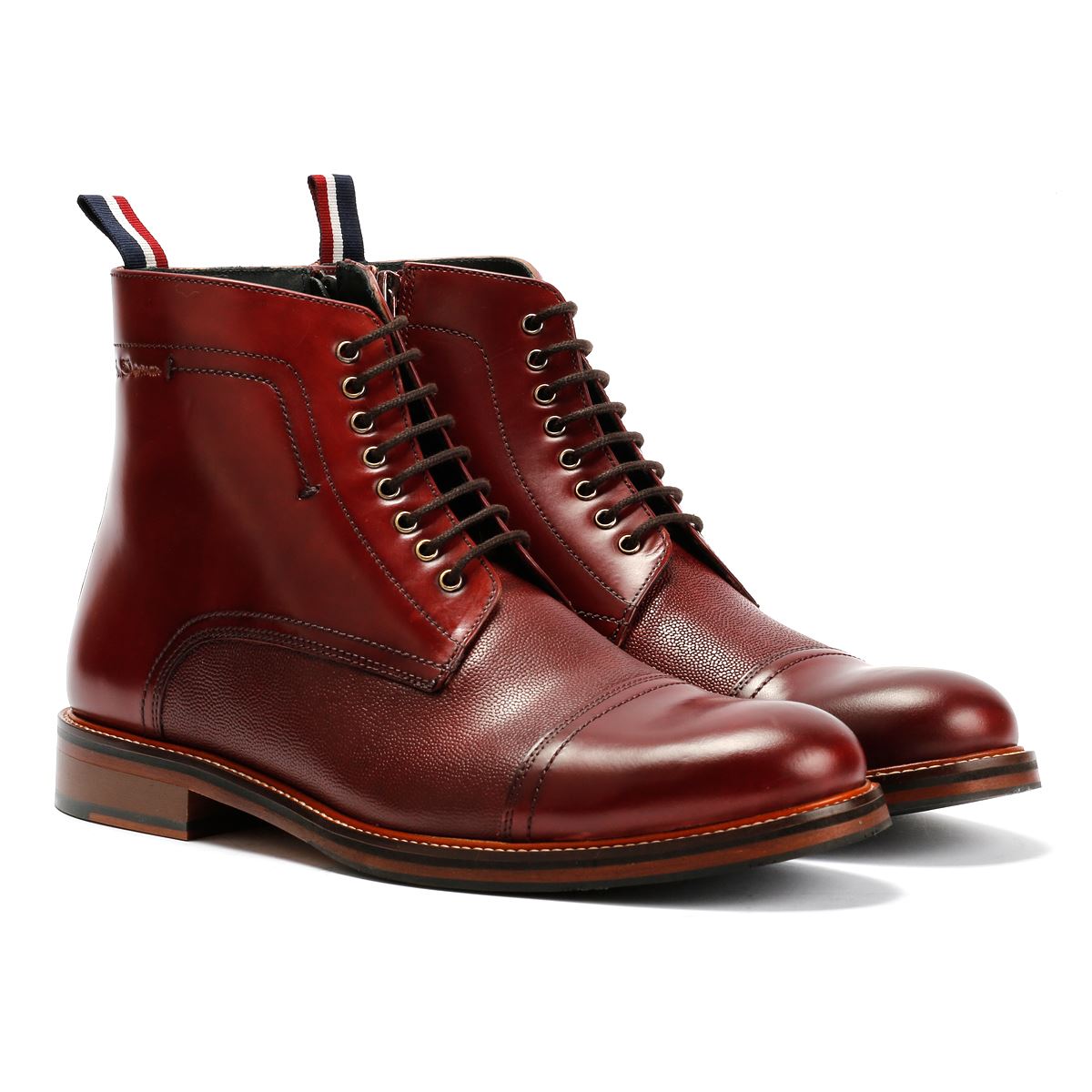 Ben Sherman Harrington Bottines En Cuir Rouges Pour Homme