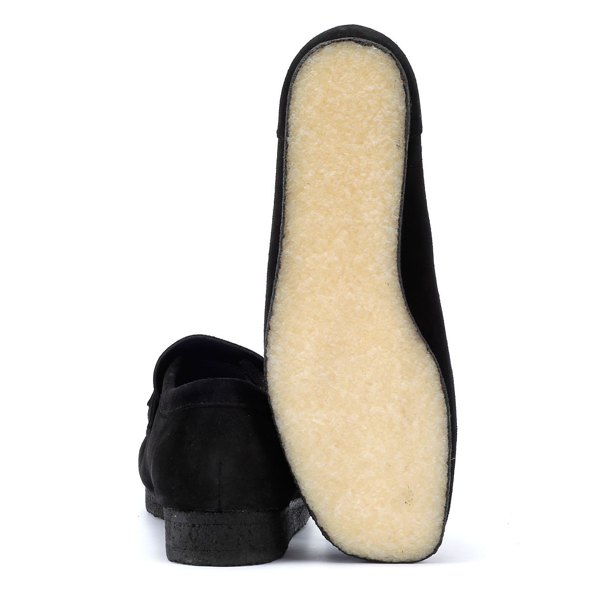 Clarks Originals Wallabee Mocassins Noirs En Daim Pour Hommes