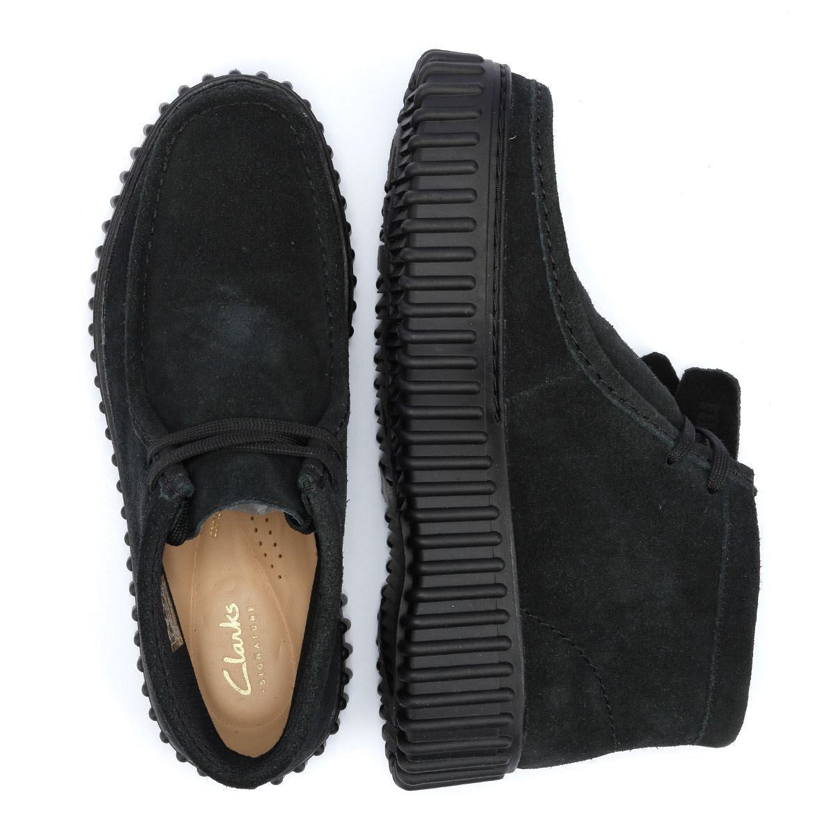 Clarks Main Torhill Moss Bottes Noires En Daim Pour Femmes