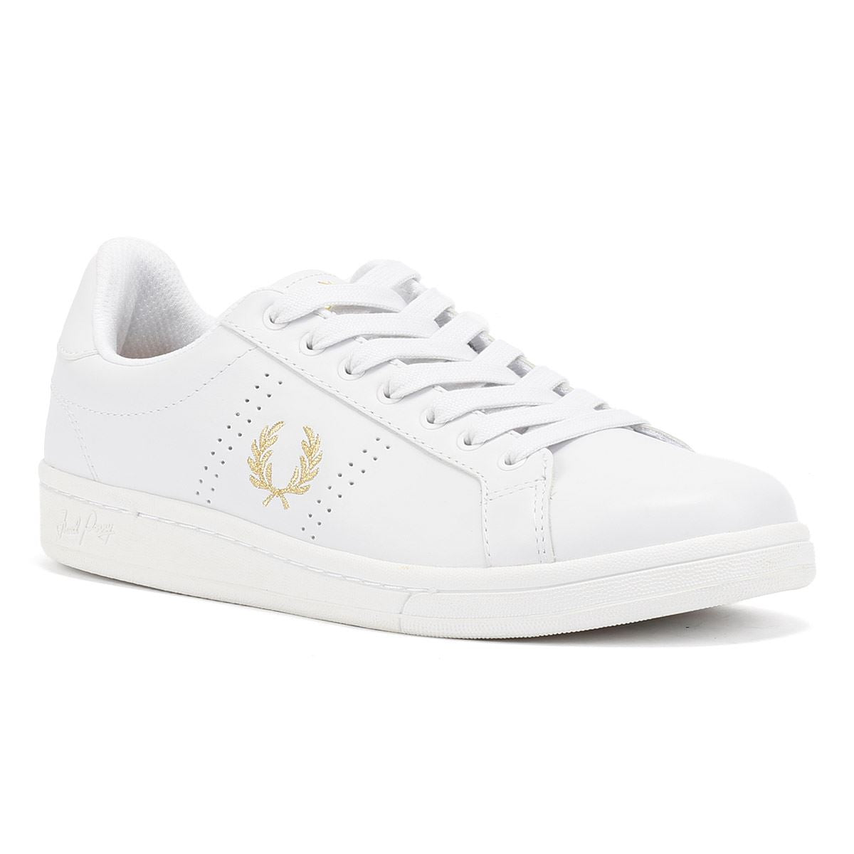 Fred Perry Cupsole Baskets Blanches En Cuir Pour Hommes