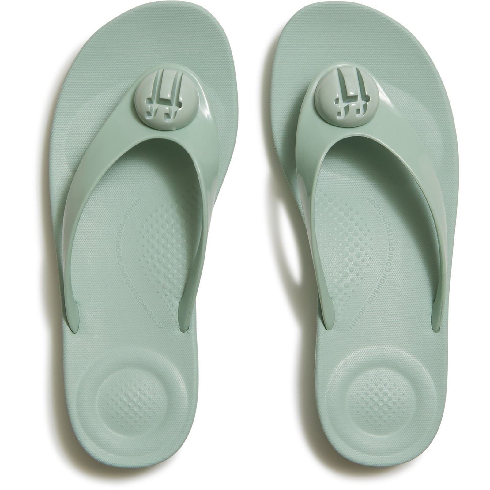 Fitflop iQushion Glossy-Button Tongs Whisper Menthe En Polyuréthane Pour Femmes