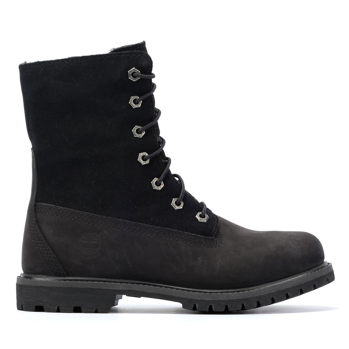 Timberland Warm Lined Waterproof Bottes Noires En Cuir Pour Femmes