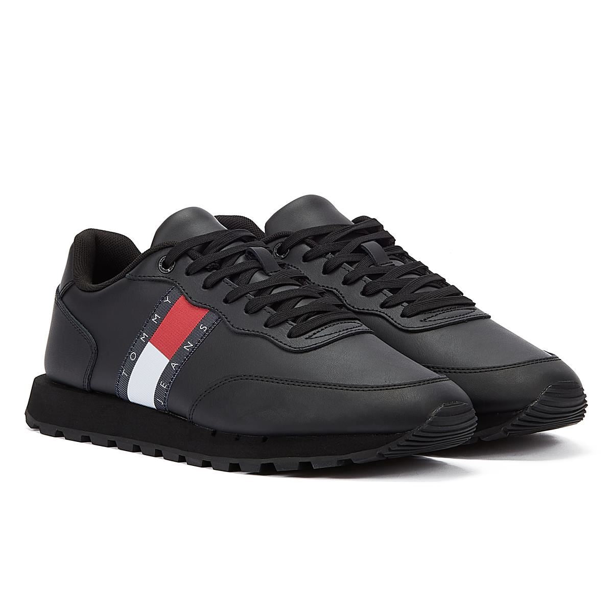 Tommy Hilfiger Tommy Jeans Leather Runner Hommes Noir Trainer