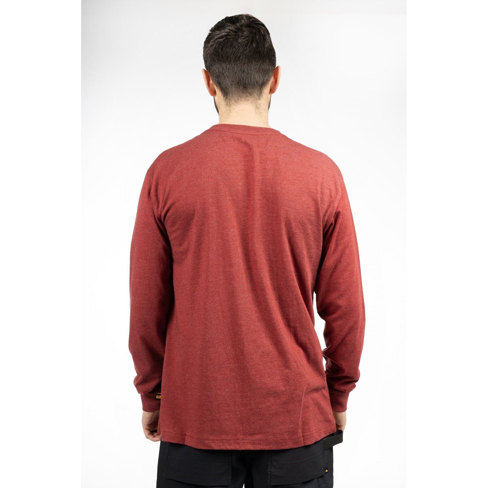Caterpillar Trademark Banner Long Sleeve T-Shirt Rouge En Coton Pour Homme
