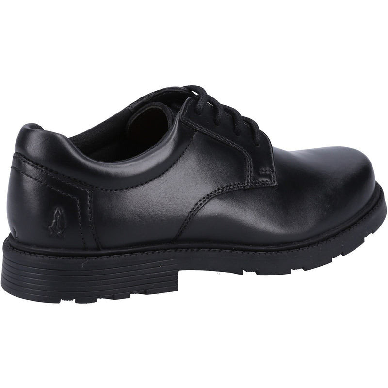 Hush Puppies Oliver SNR Chaussures Noires Pour Garçons En Cuir.
