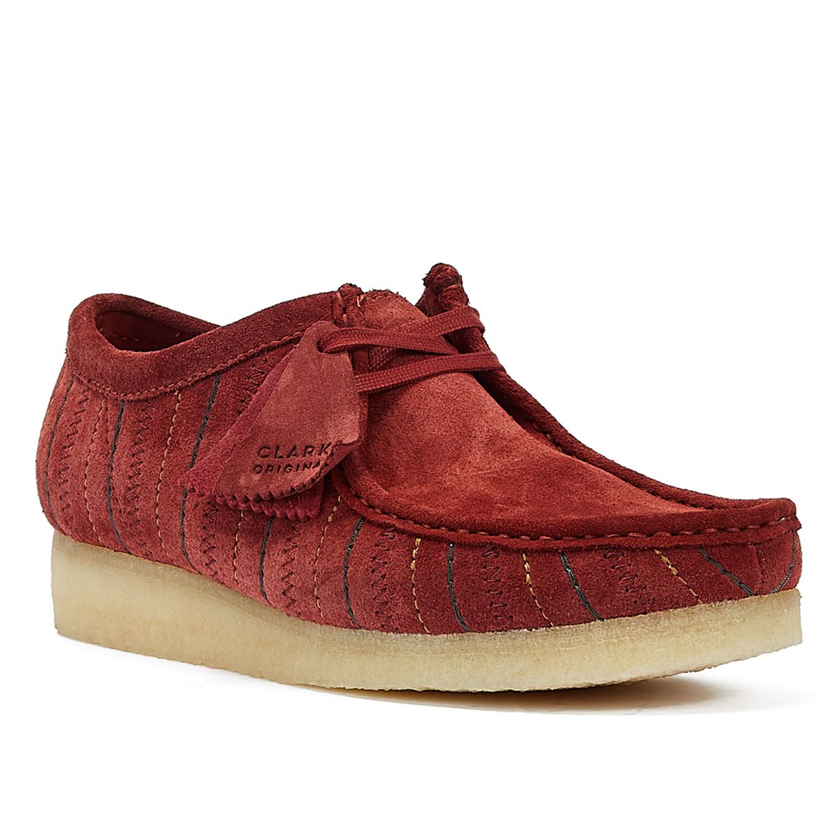 Clarks Originals Chaussures À Lacets Pour Hommes En Cuir Bordeaux Originals Wallabee.