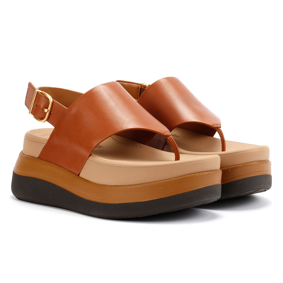 FitFlop F-Mode Sandales En Cuir Pour Femmes, Marron