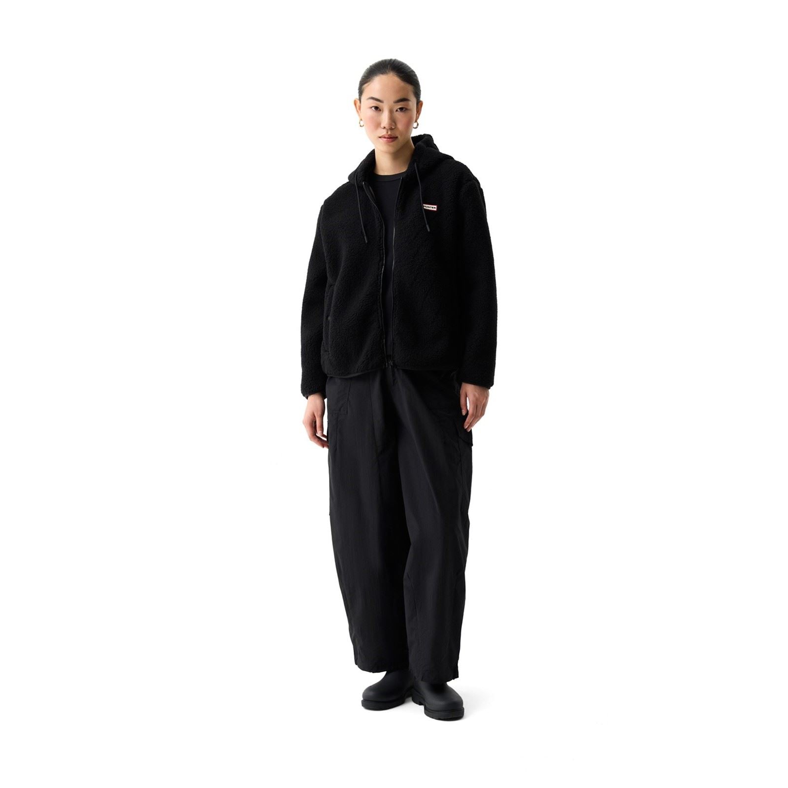 Hunter Bonelle Borg Jacket Vestes En Polaire Noire Pour Femmes