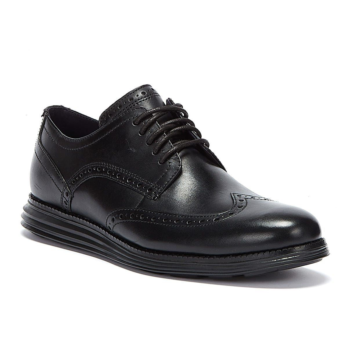 Cole Haan ØriginalGrand Wingtip Oxford Chaussures Noires En Cuir Pour Homme À Lacets