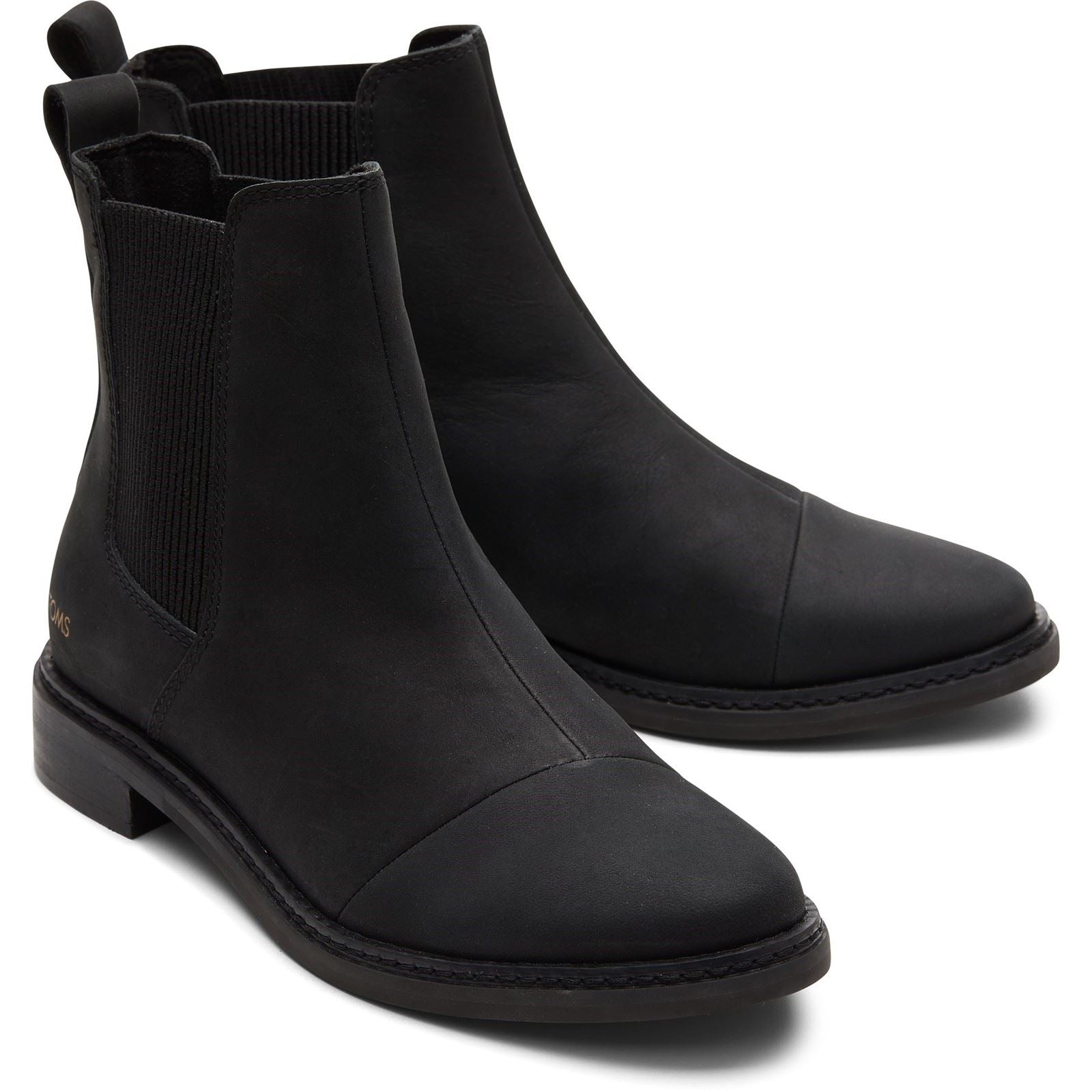 TOMS Charlie Bottes Noires En Cuir Pour Femmes