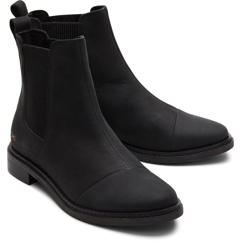 TOMS Charlie Bottes Noires En Cuir Pour Femmes
