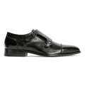 Chapman & Moore Toe Cap Monk Chaussures Noires En Cuir Pour Homme À Lacets