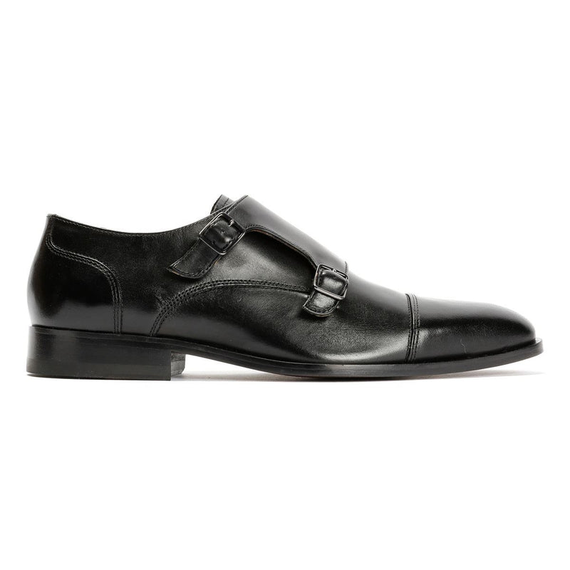 Chapman & Moore Toe Cap Monk Chaussures Noires En Cuir Pour Homme À Lacets