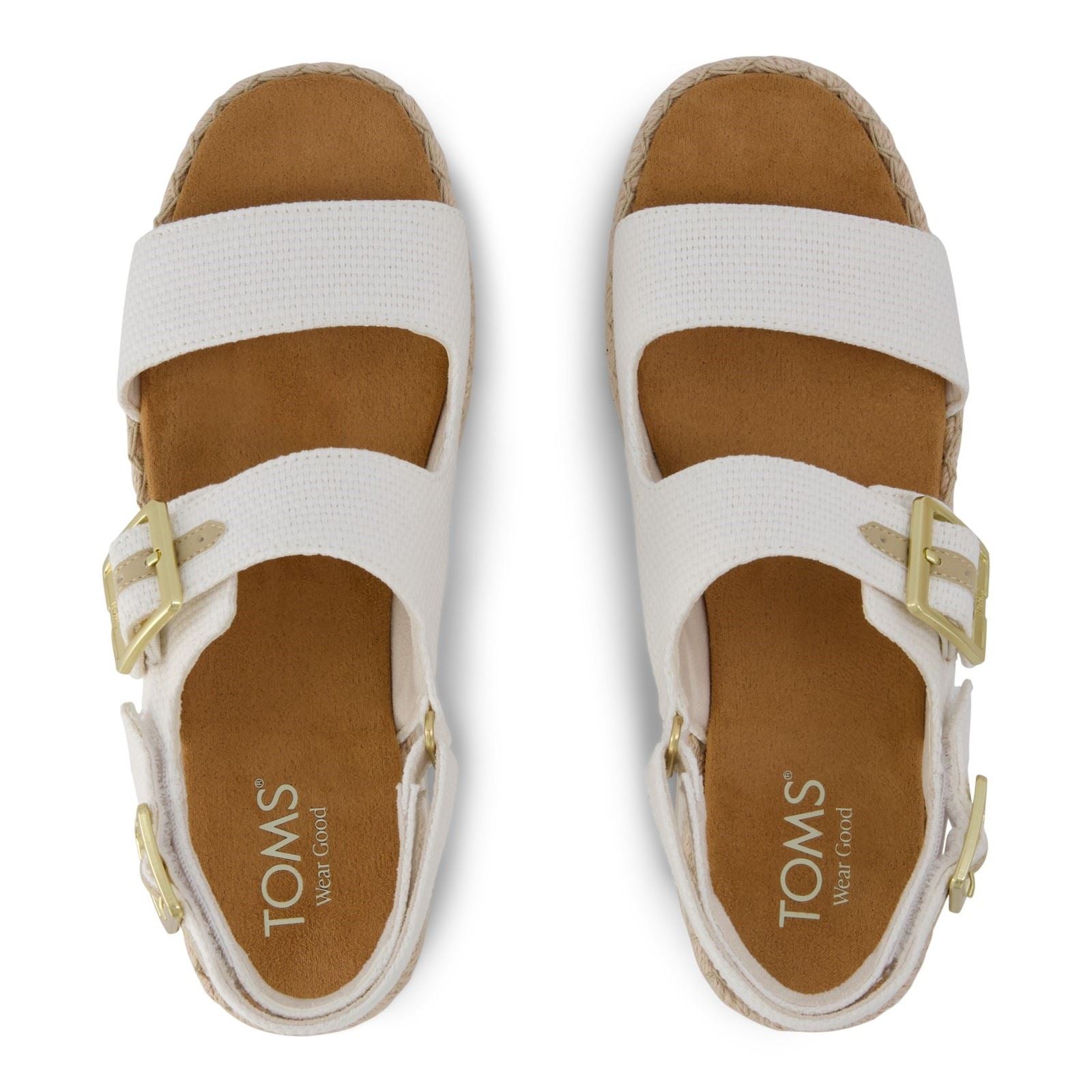 TOMS Giana Sandales De Plage Blanches En Textile Pour Femmes