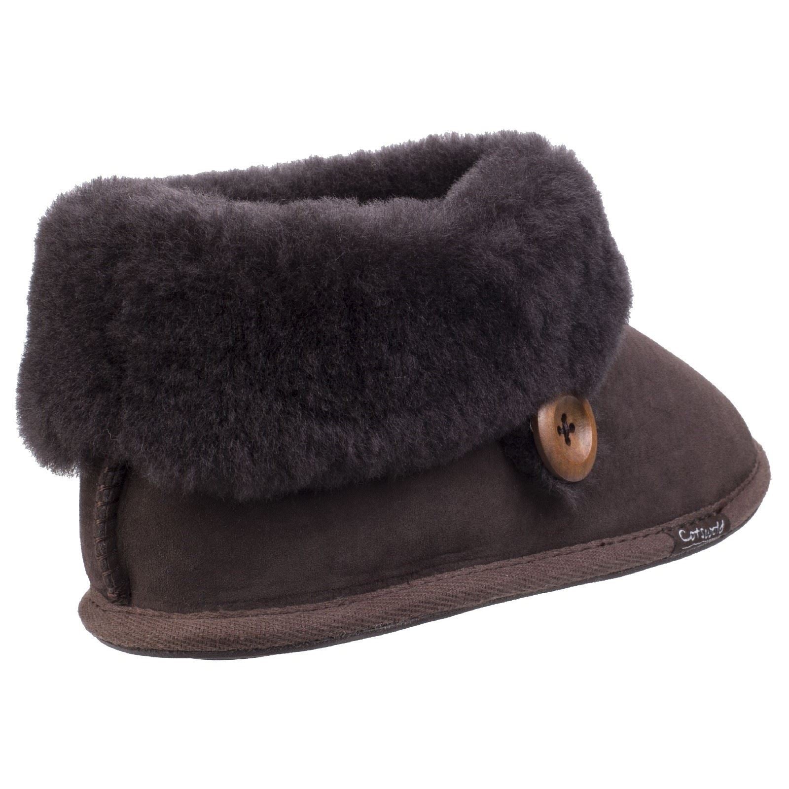 Cotswold Wotton Chaussons En Cuir Pour Femme Couleur Chocolat