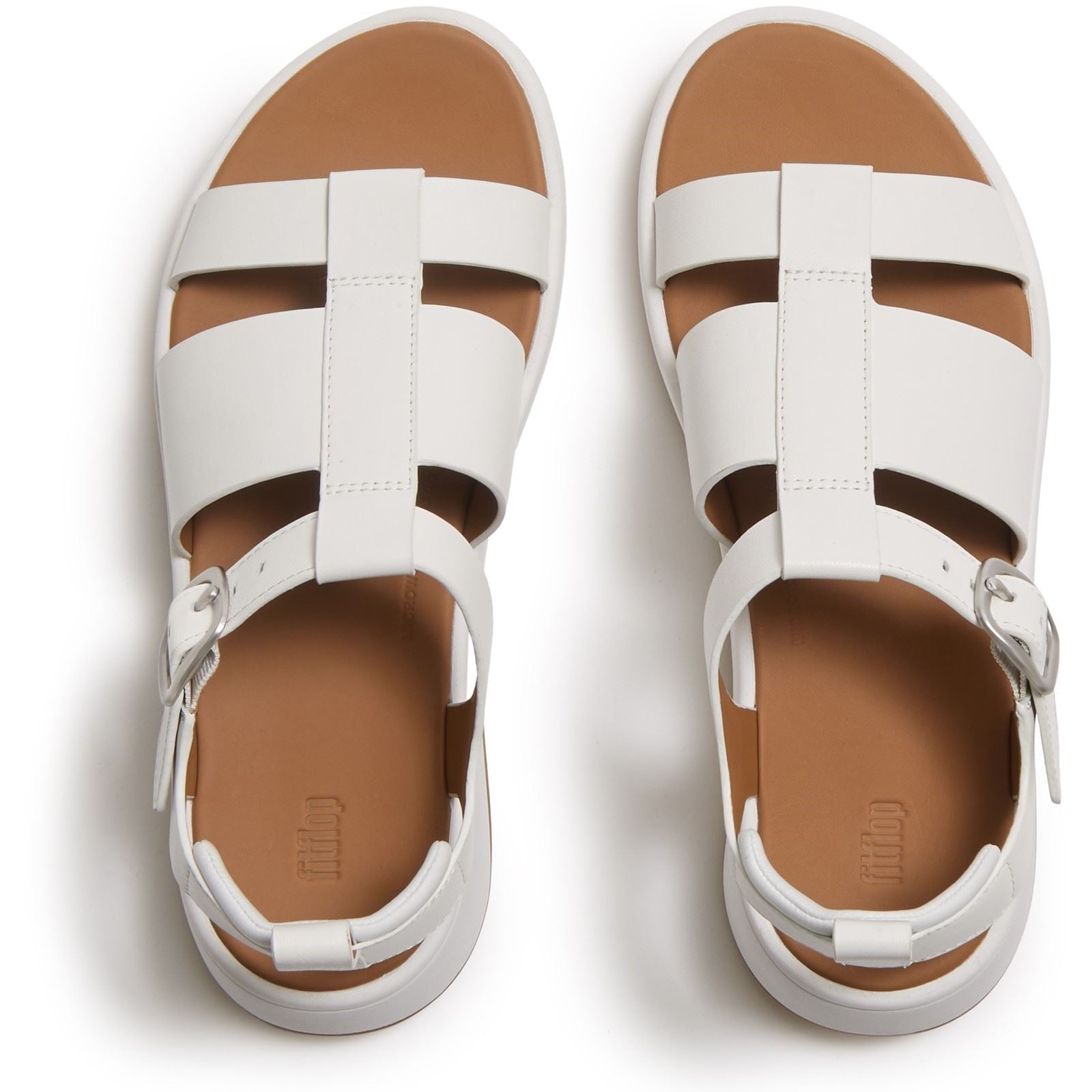 Fitflop F-Mode Fisherman Sandales En Cuir Pour Femmes, Ajustement Étroit, Urbanes, Blanches