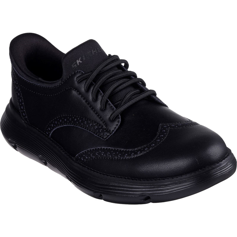 Skechers Garza Sully Chaussures En Cuir Noir À Lacets Pour Hommes