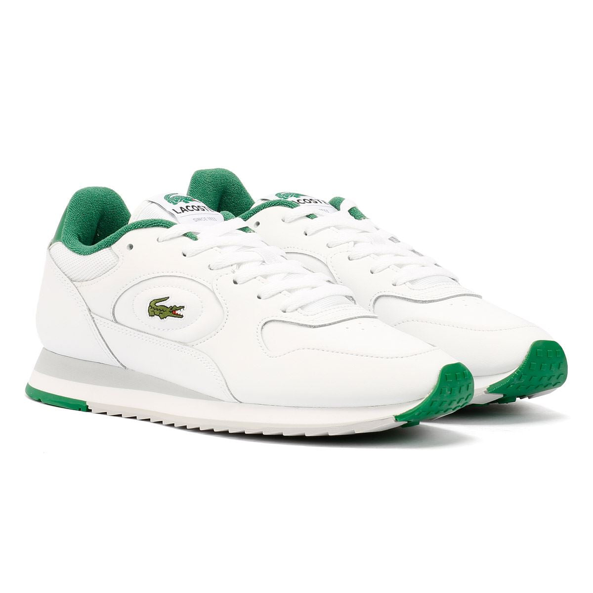 Lacoste Linetrack Baskets Blanches En Cuir Pour Hommes
