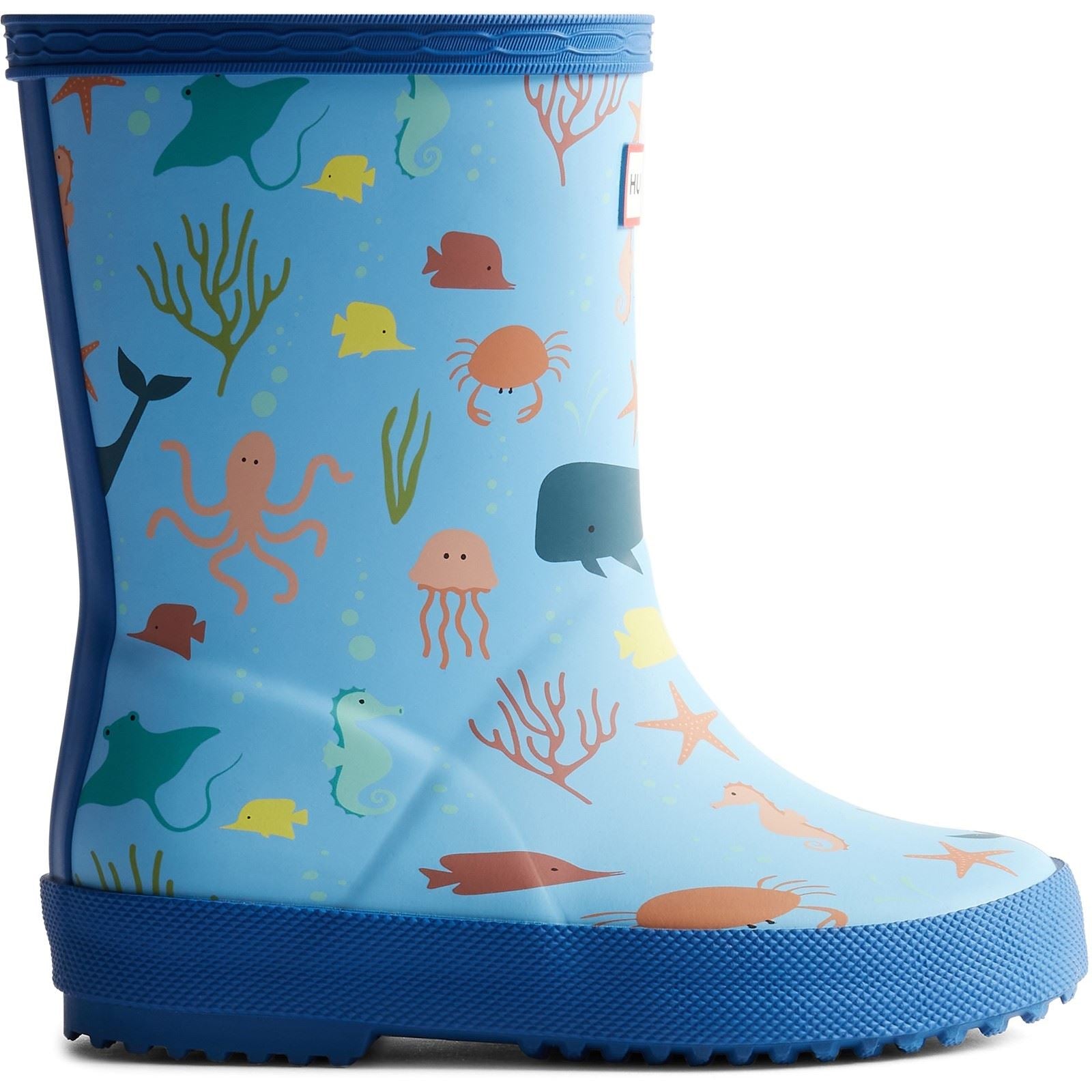 Hunter Kids First Classic Ocean Print Boot Bottes En Caoutchouc Unisexes Pour Enfants Amplifiant Bleu/Bleu Libellule