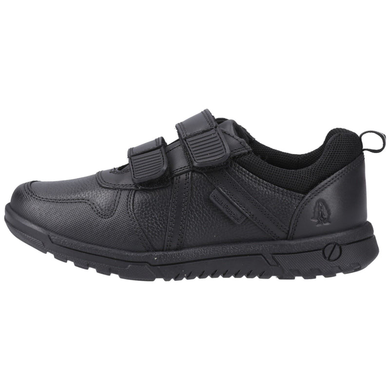 Hush Puppies Spencer Junior Chaussures Noires Pour Garçons En Cuir.