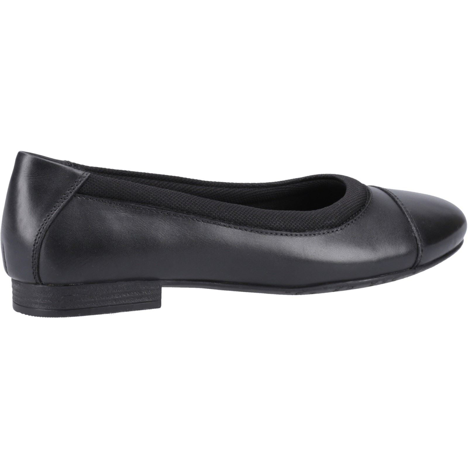 Hush Puppies Emma Senior Chaussures Plates De Ballet Noires Pour Filles En Cuir