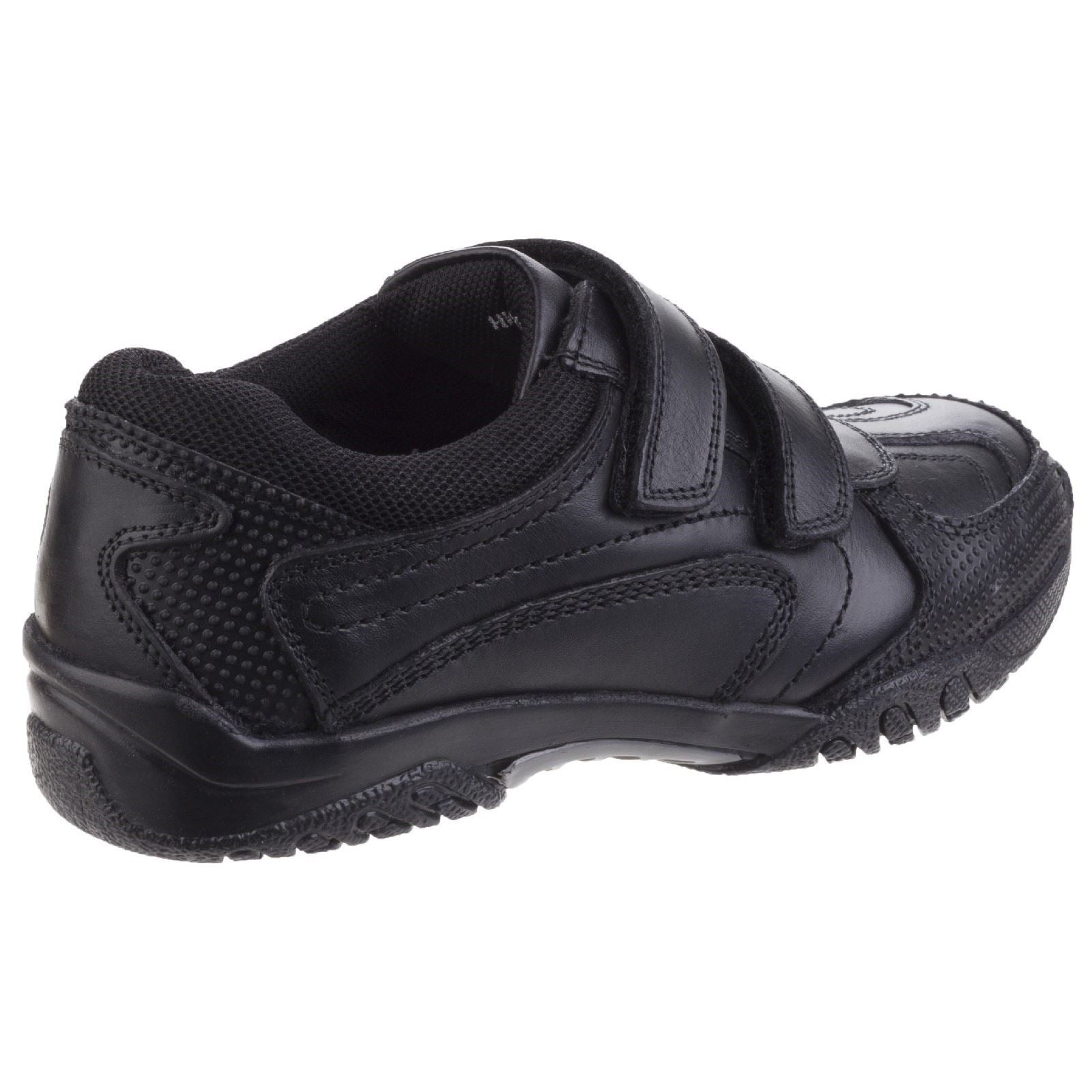 Hush Puppies Jezza Senior Chaussures Noires Pour Garçons En Cuir