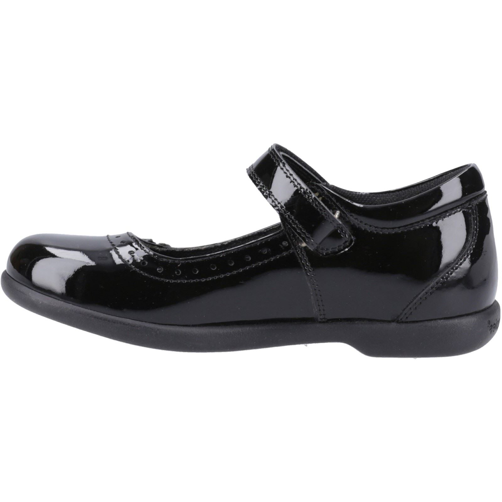 Hush Puppies Bethany Patent Junior Chaussures Noires Pour Filles En Cuir