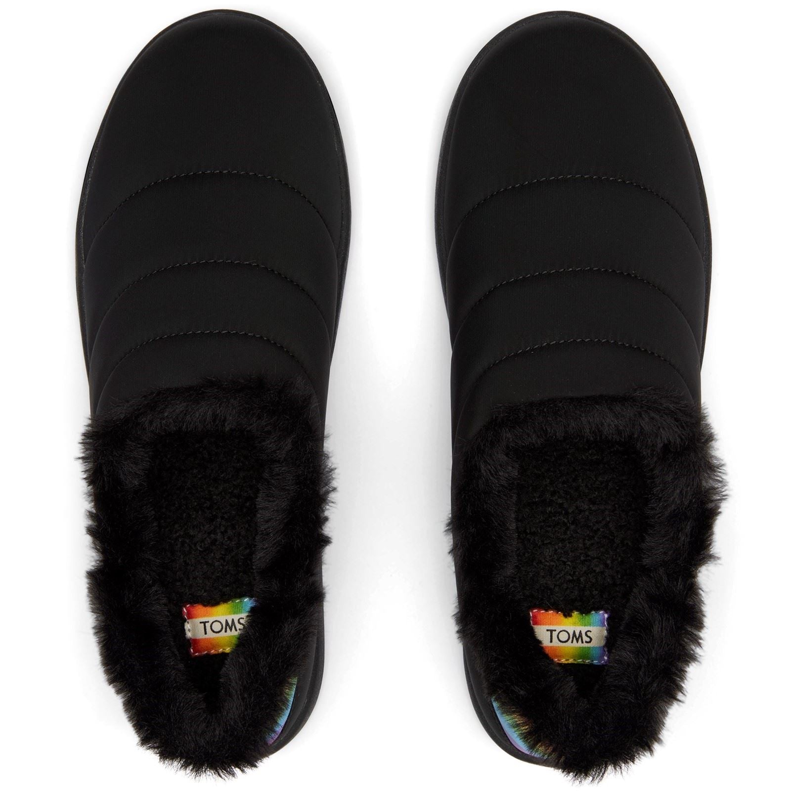 TOMS Ezra Chaussons En Nylon Pour Femmes Noir Mat Tissé/Arc En Ciel