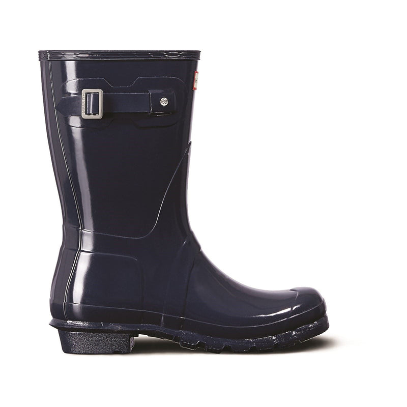 Hunter Original Short Gloss Bottes En Caoutchouc Bleu Marine Pour Femme