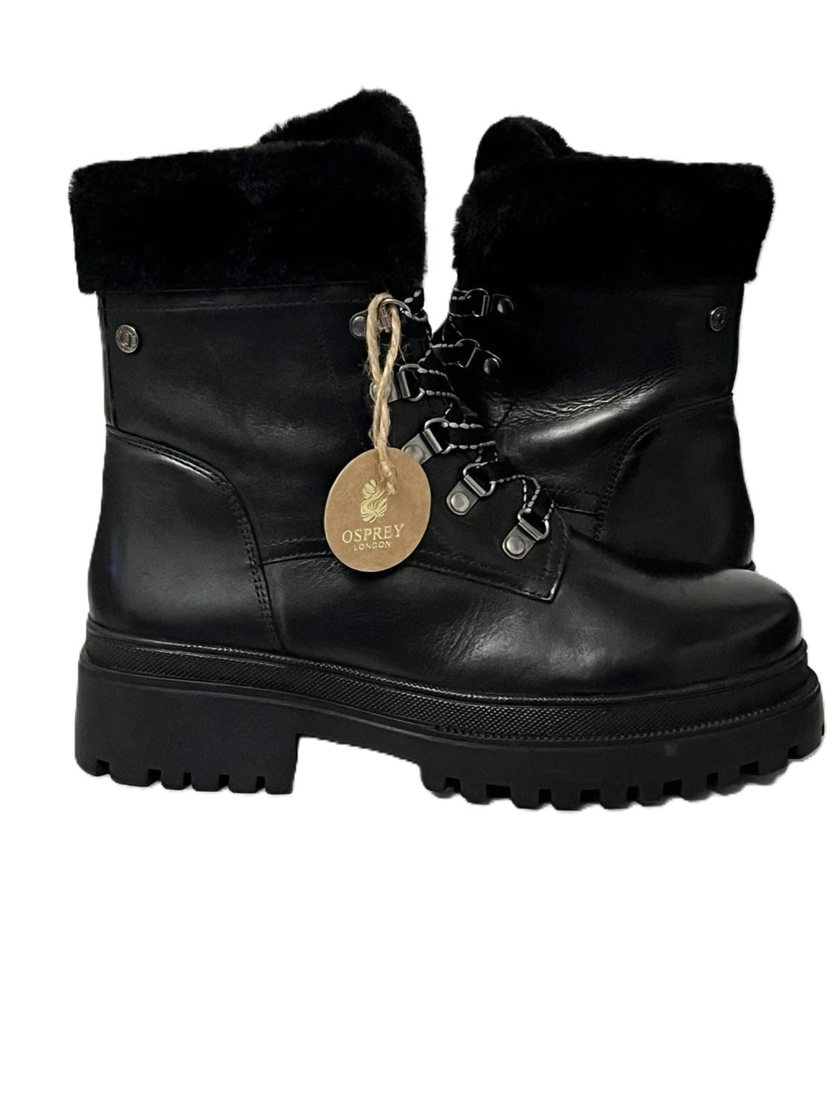 Osprey London The Budapest Bottes Noires En Cuir Pour Femmes