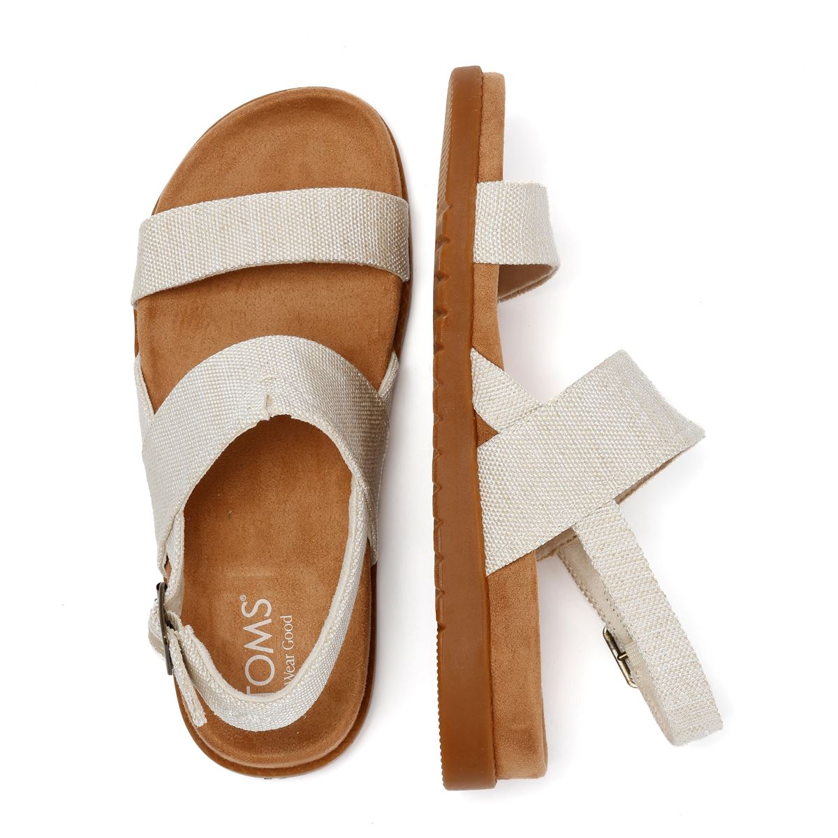 TOMS Marin Slingback Sandales Blanches En Textile Pour Femmes