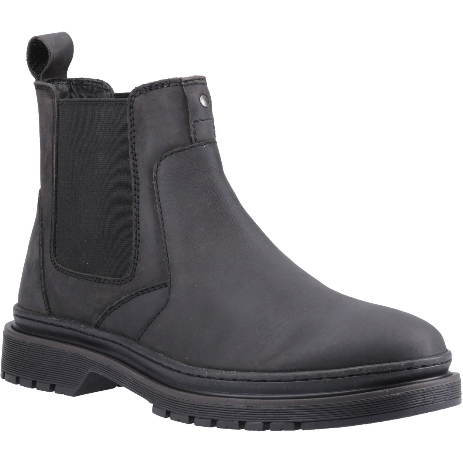 Hush Puppies Jamie Bottes En Cuir Noires Pour Hommes