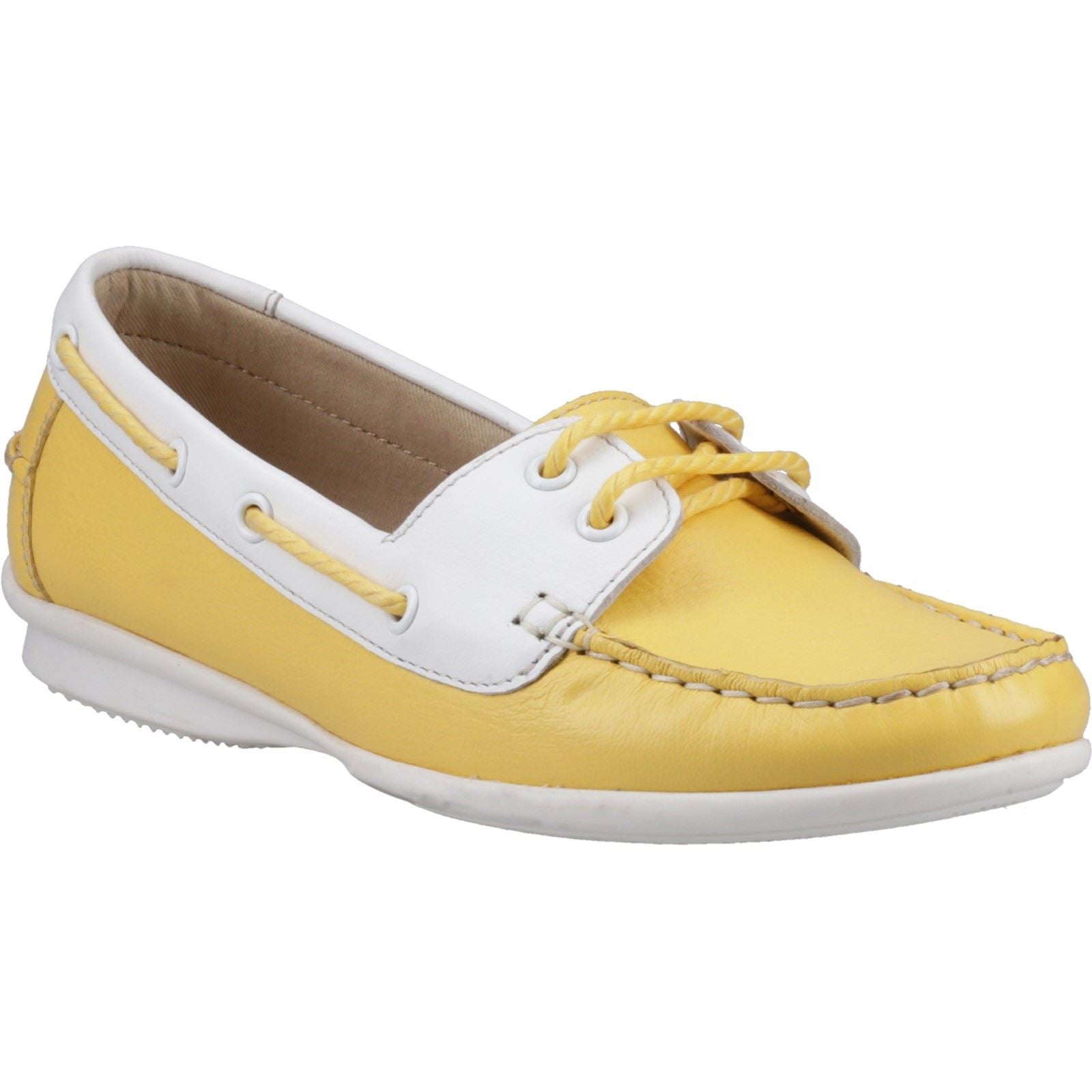 Hush Puppies Irene Chaussures Bateau Jaunes Pour Femmes En Cuir