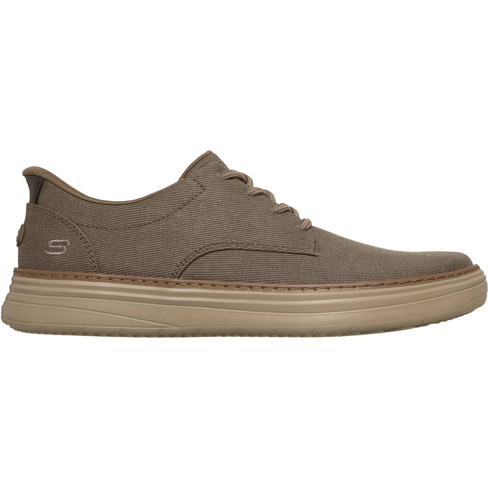Skechers Hyland Justino Chaussures À Lacets Pour Hommes En Taupe Foncé En Textile