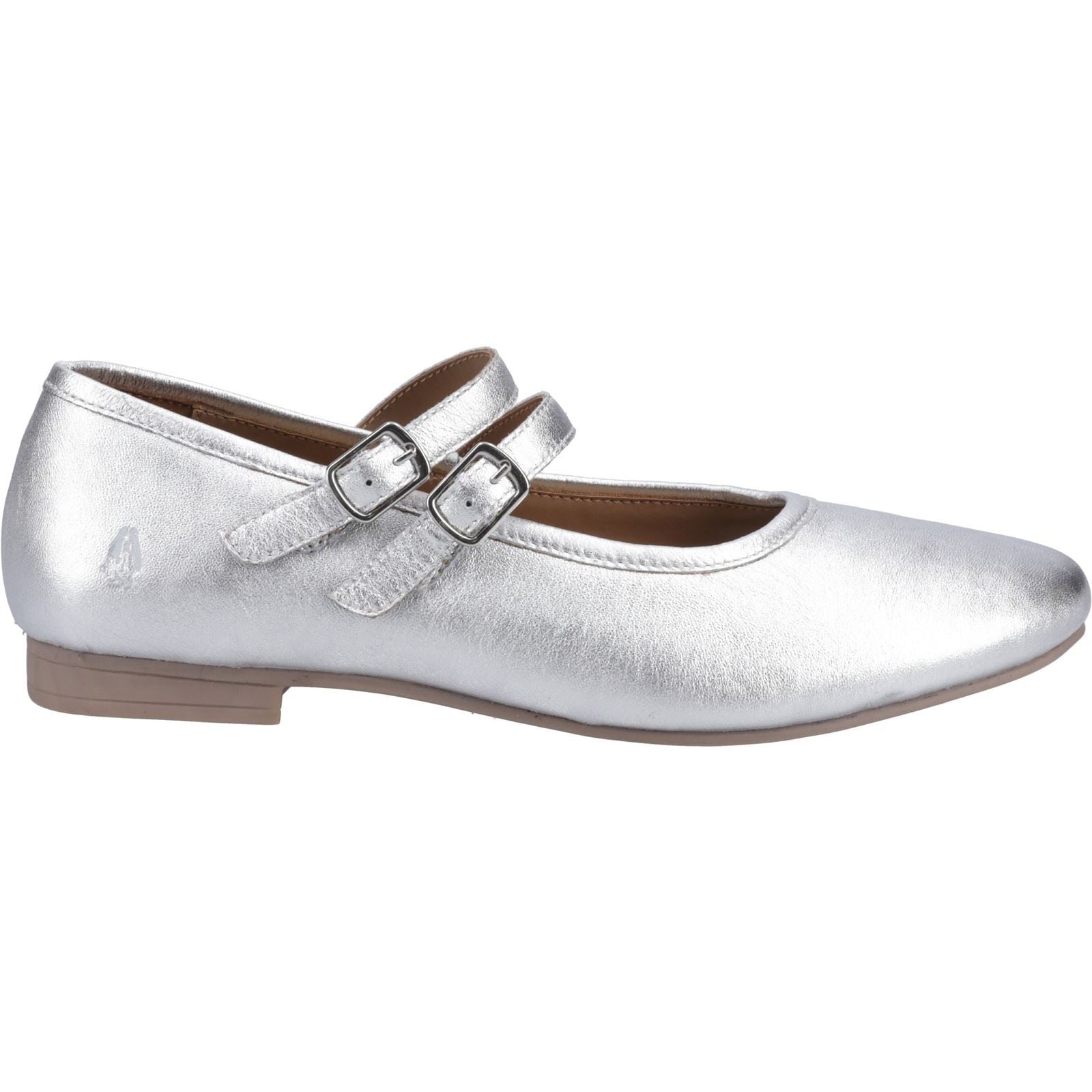 Hush Puppies Nancy Mary Jane Chaussures Plates En Cuir Pour Femmes Couleur Argent