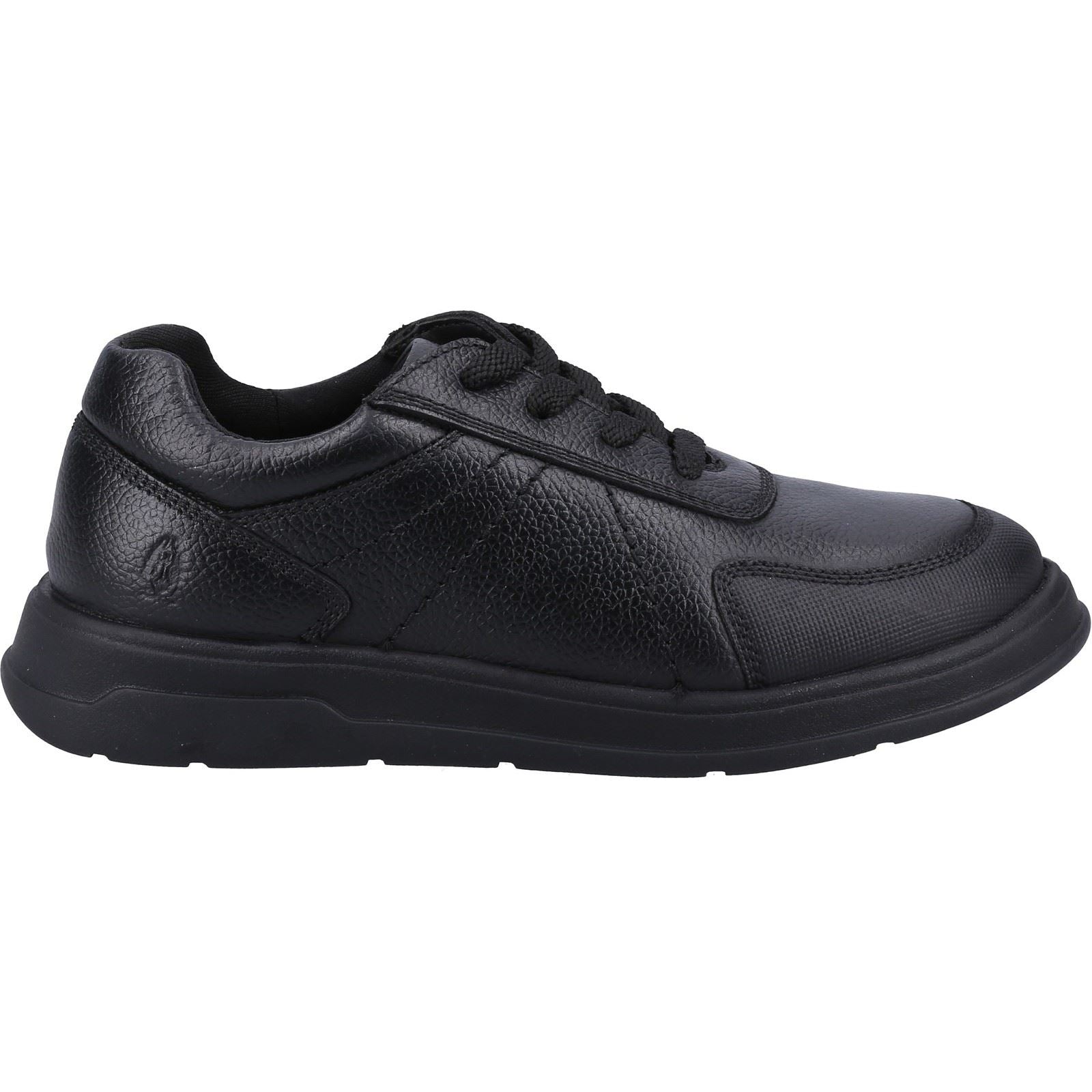 Hush Puppies Robert SNR Chaussures Noires Pour Garçons En Cuir À Lacets