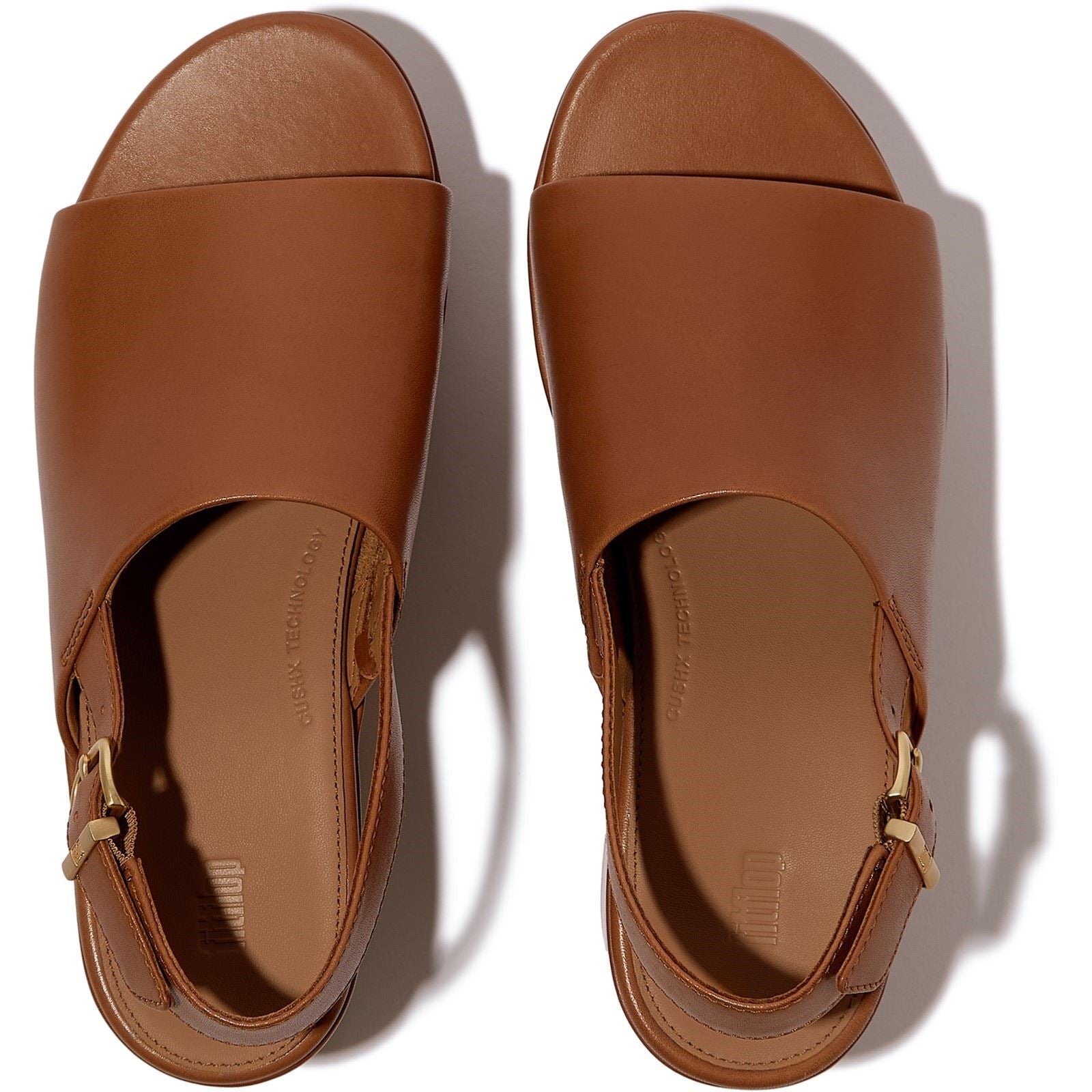 Fitflop Platfforms Heeled Backstrap Sandales En Cuir Pour Femmes Couleur Brun Foncé