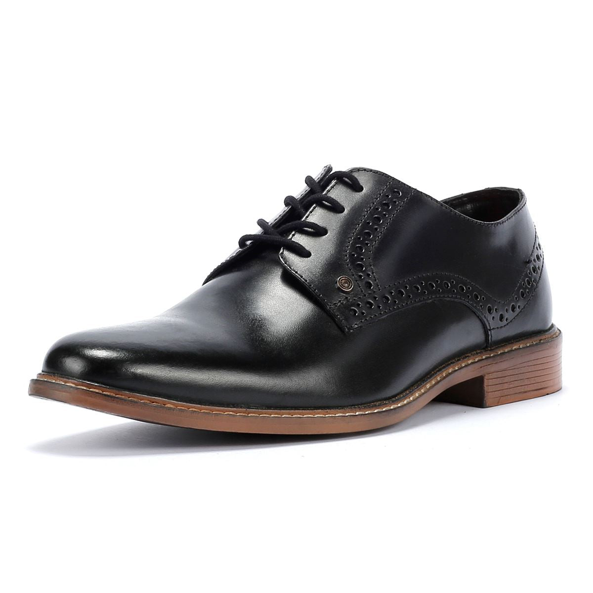 Lambretta Harvey Derby Chaussures À Lacets En Cuir Noir Pour Hommes