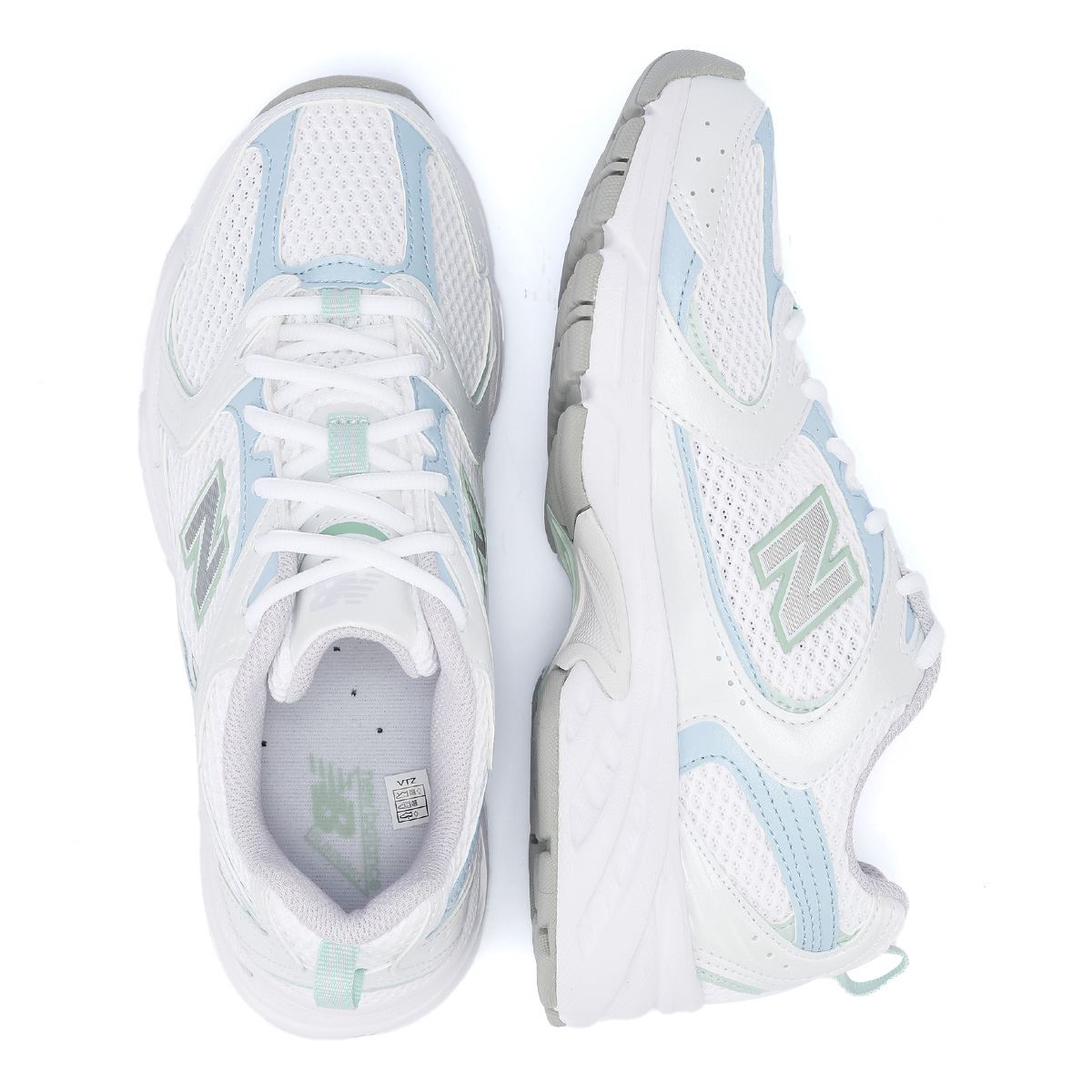 New Balance 530 Baskets Pour Femmes Blanches/Bleu Clair/Chrome Bleu/Cendres D'argile