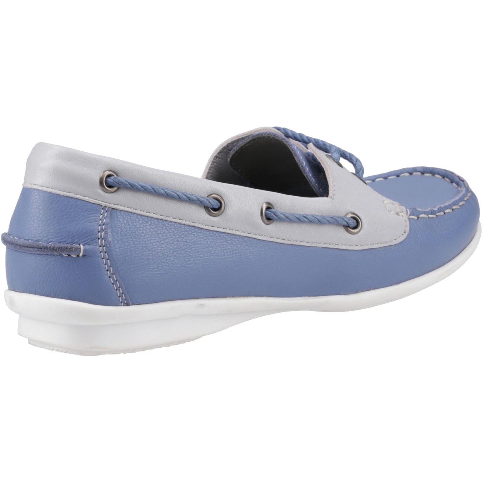 Hush Puppies Irene Chaussures Bateau Bleues En Cuir Pour Femme