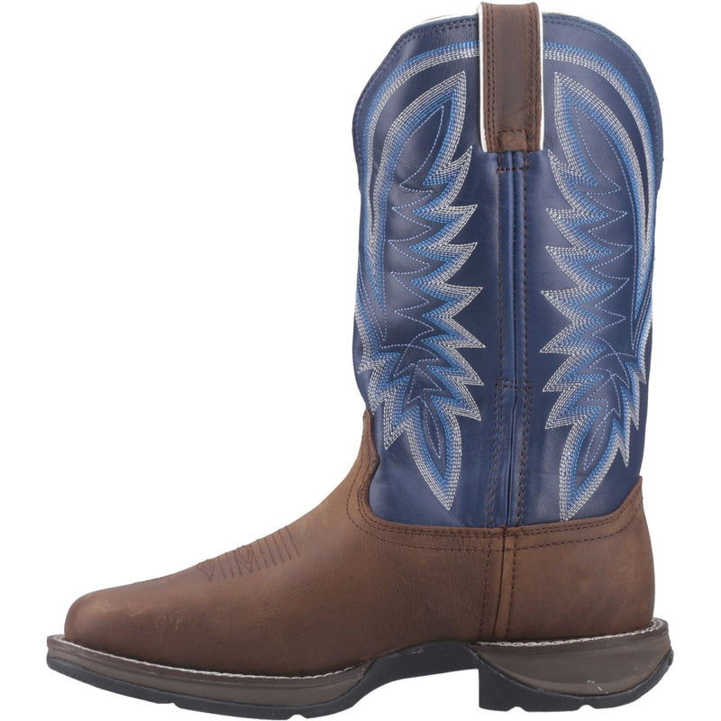 Durango Rebel Chaussures En Cuir Pour Homme Marron Selle/Bleu Denim