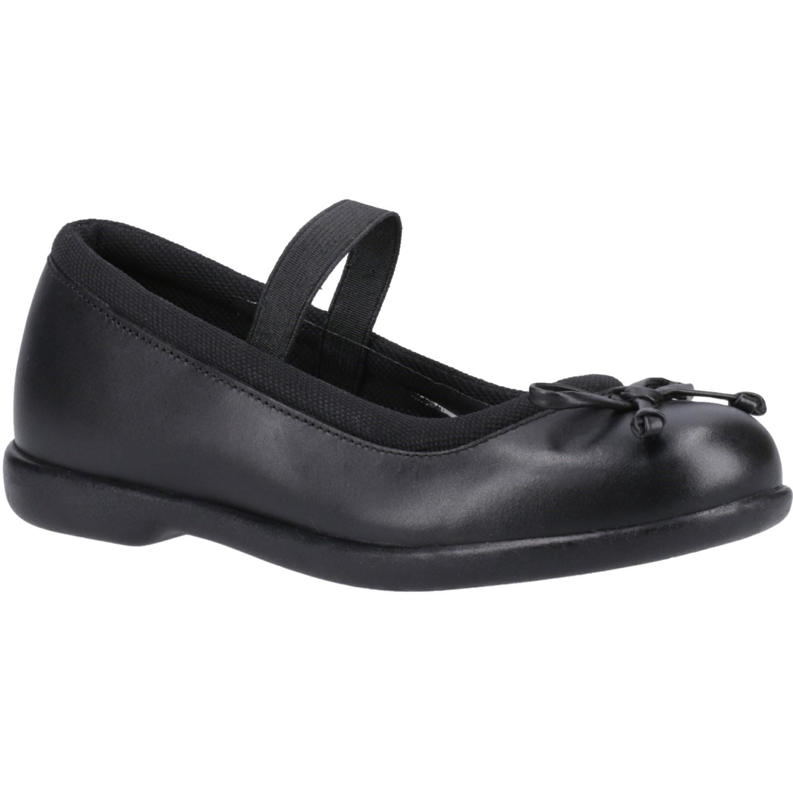 Hush Puppies Betty Junior Chaussures Noires Pour Filles En Cuir