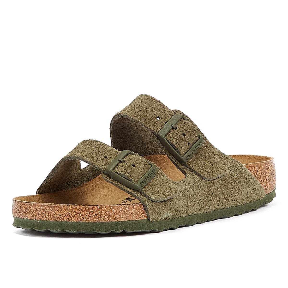 Birkenstock Sandales En Daim Kaki Thym En Cuir Suédé Arizona