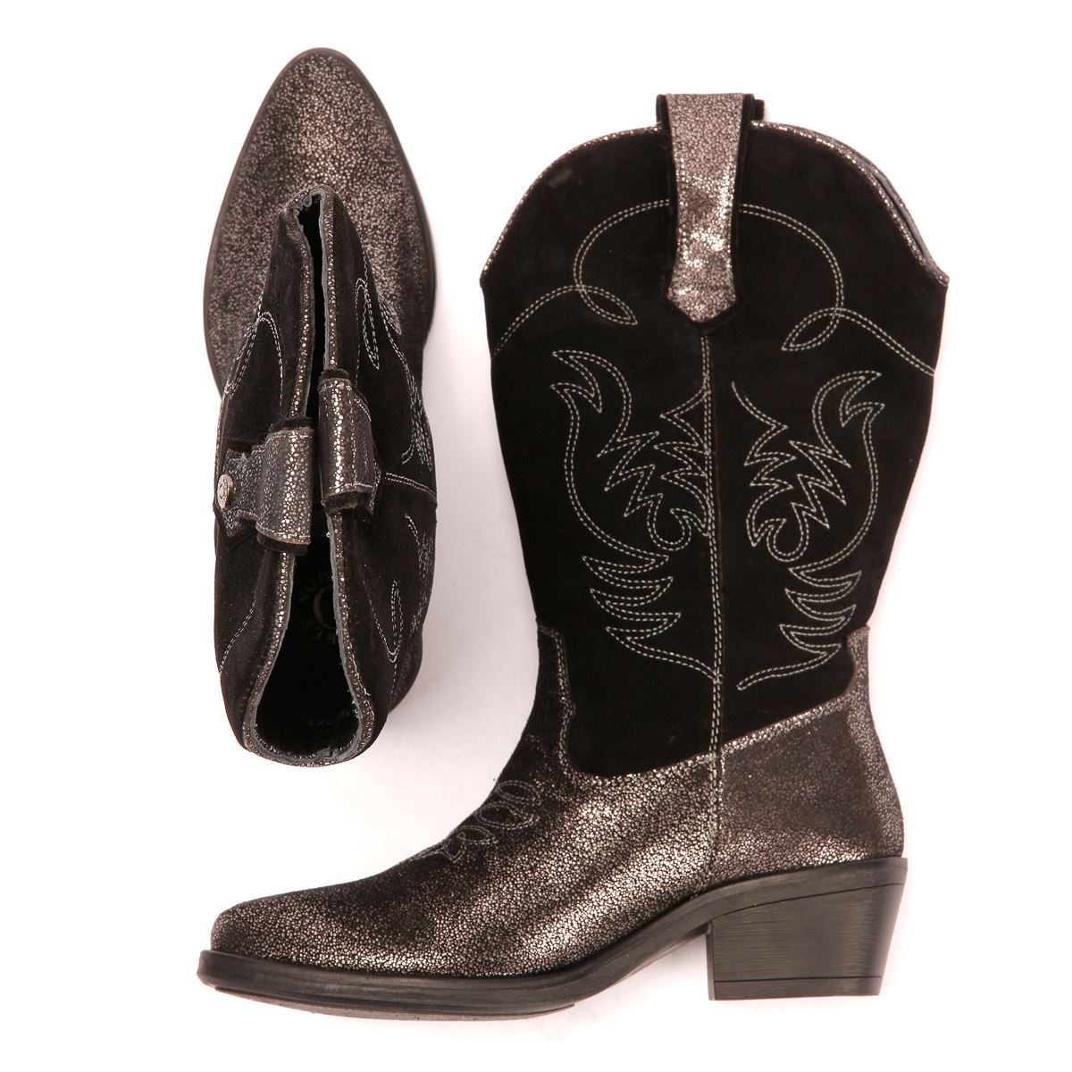 Osprey London The Louisiana Bottes Noires En Cuir Pour Femmes