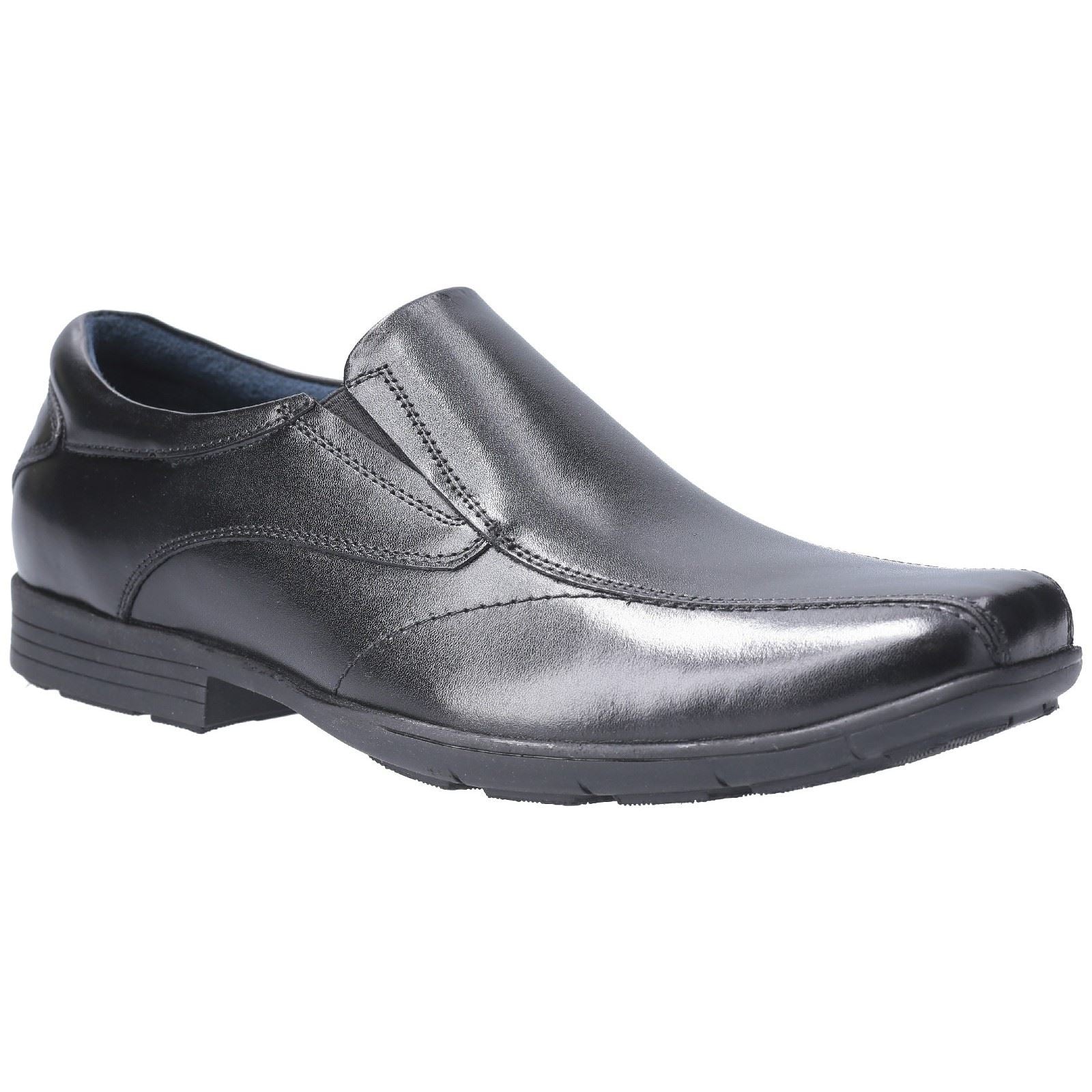 Pod Dundee Chaussures Noires Pour Garçons En Cuir.