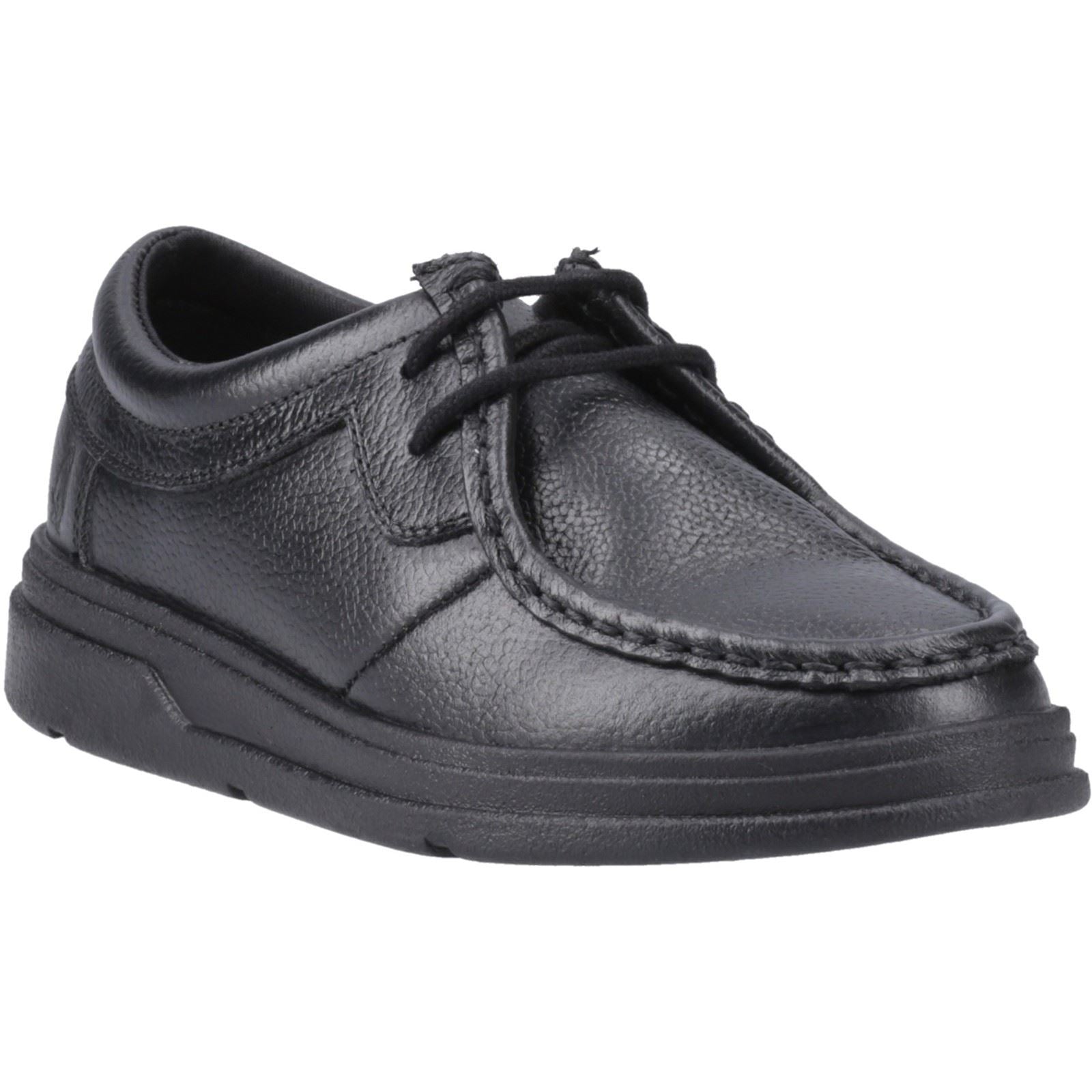 Hush Puppies Ronan Mocc Chaussures De Mocassins Noirs Pour Garçons En Cuir